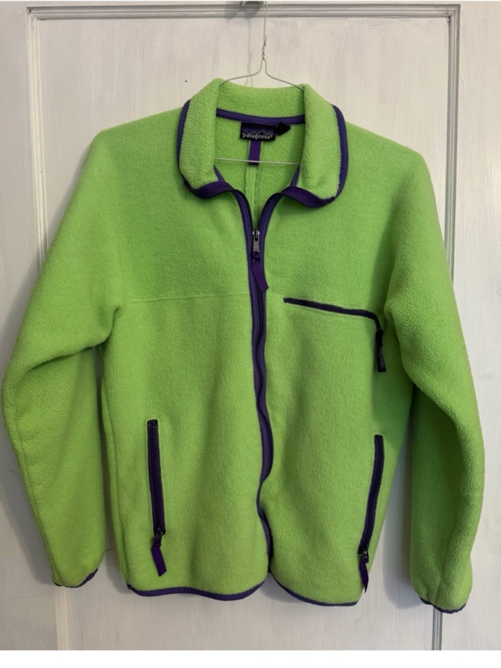 Vintage 80s Patagonia Fleece Jacket Lime Green Large Style 25501